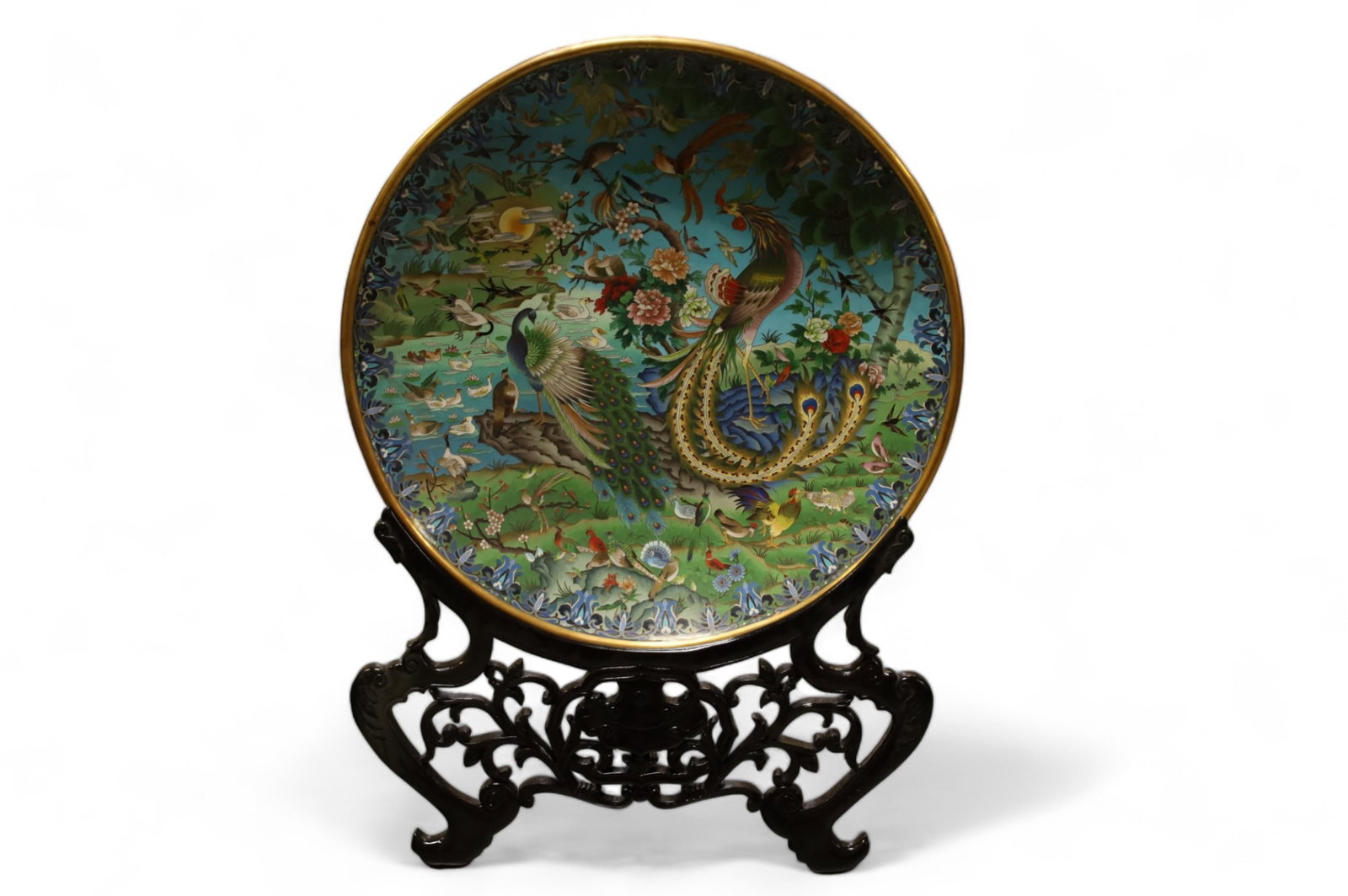 MONUMENTAL CLOISONNE PLATE IN HOLDER (1 of 6)