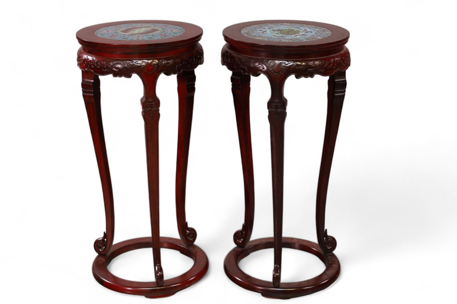 PAIR OF CHINESE FERN STANDS W/ CLOISONNE (1 of 6)