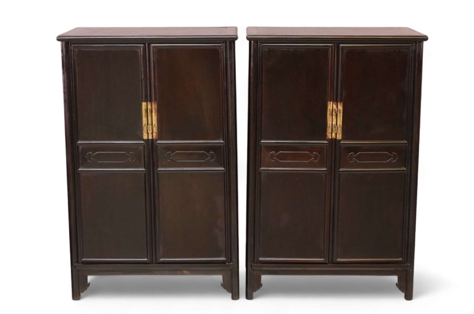 PAIR OF CHINESE HARDWOOD CABINETS (1 of 3)