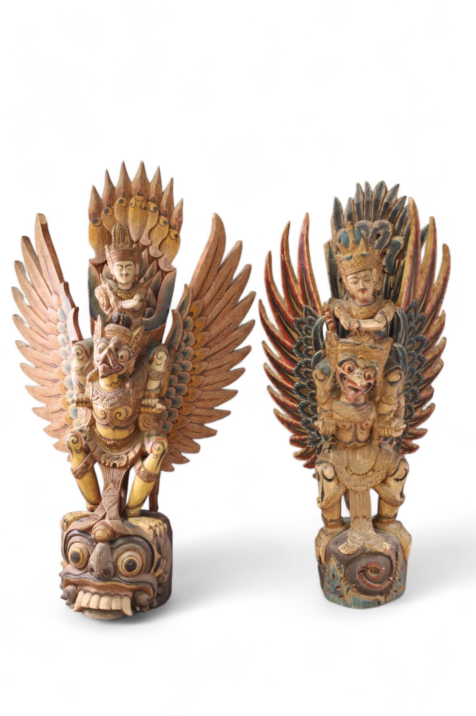2 HIGHLY CARVED WOOD THAI KENCANA STATUES (1 of 7)