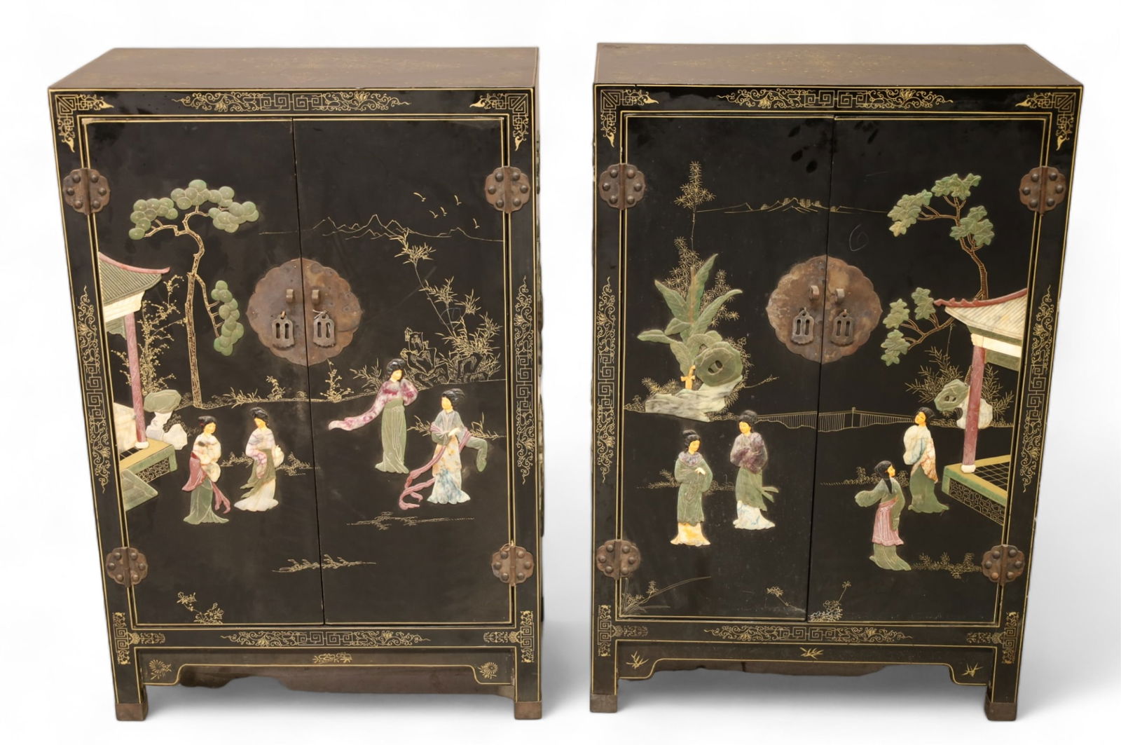 PAIR OF CHINESE LACQUER HALL CABINETS (1 of 3)