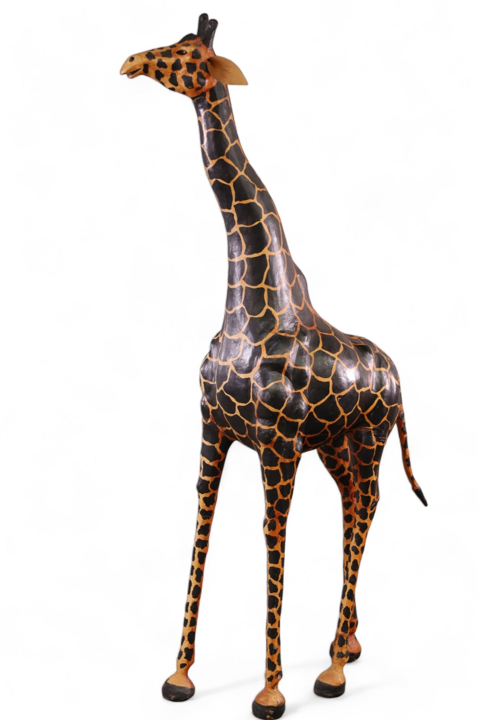 HUGE LEATHER COVERED GIRAFFE STATUE (1 of 3)