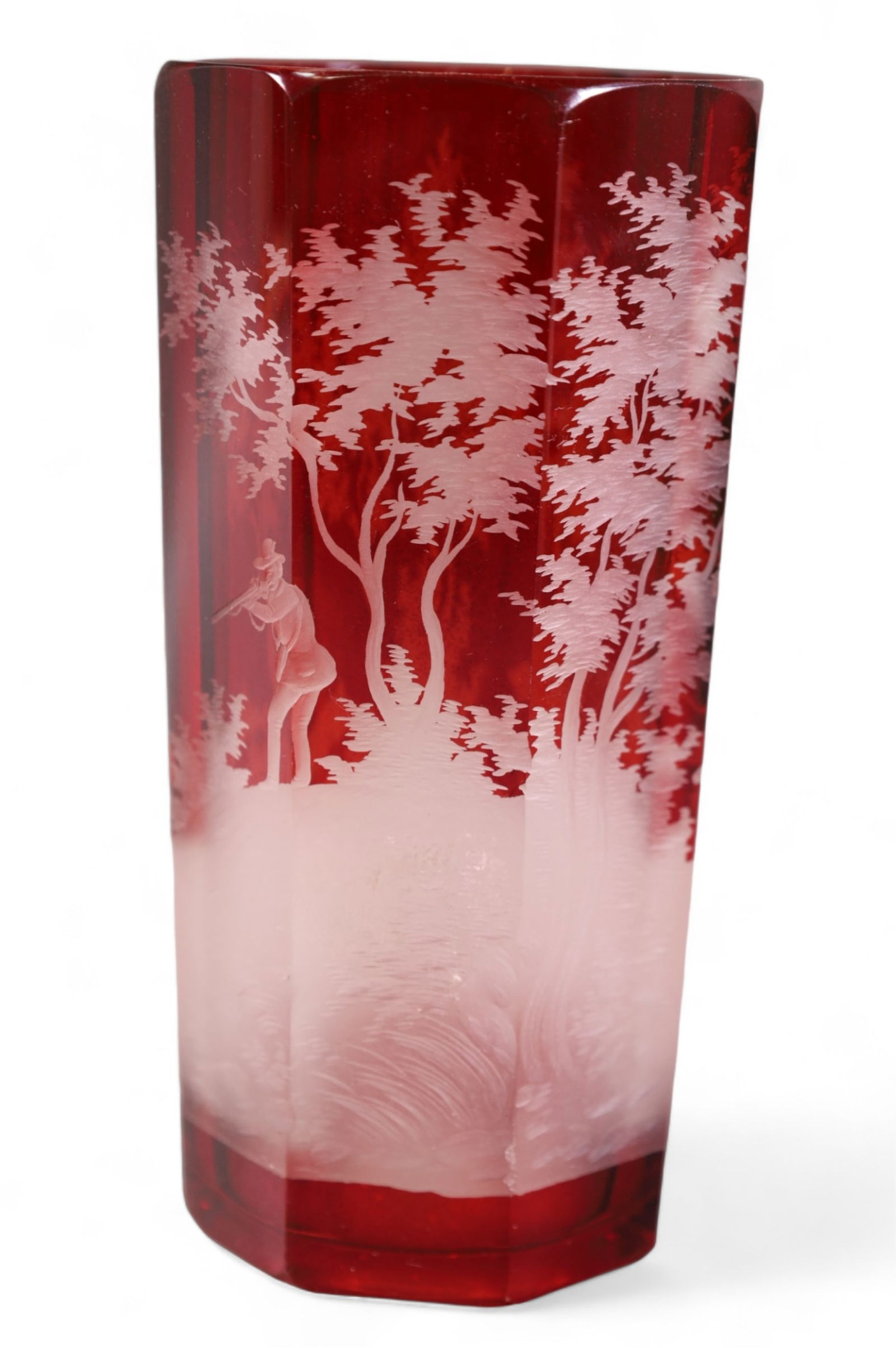 BOHEMIAN RUBY CUT TO CLEAR VASE (1 of 2)