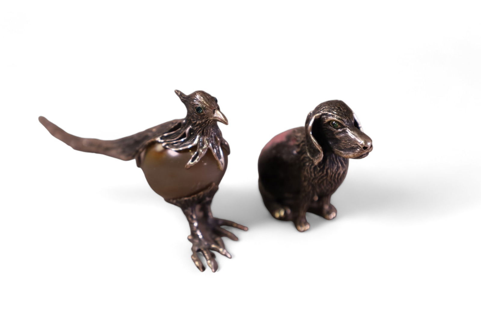 2 STERLING AND STONE ANIMAL FIGURES (1 of 3)