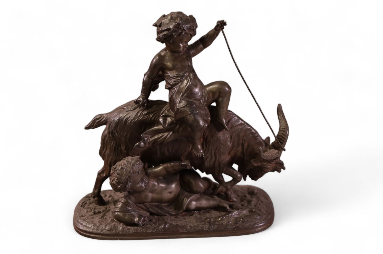 BRONZE STATUE OF BOYS WITH A GOAT (1 of 3)