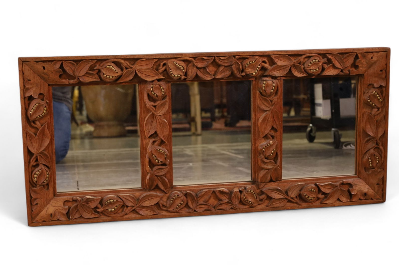 HIGHLY CARVED 3 PANEL WALL MIRROR (1 of 3)