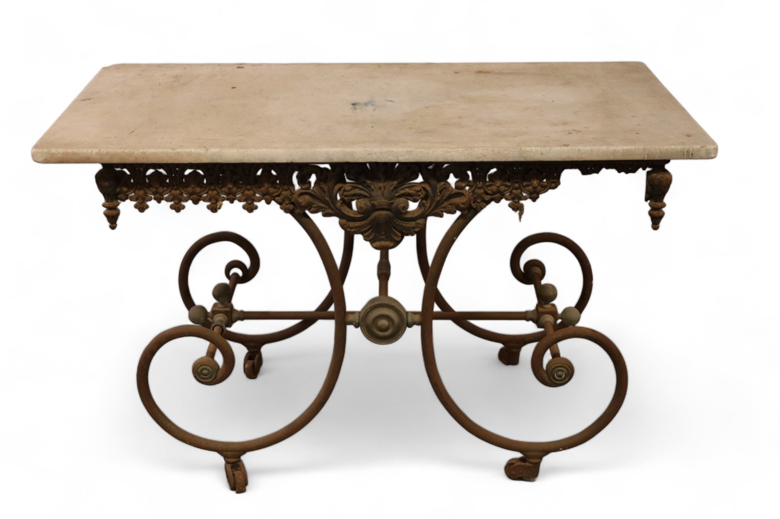 ANTIQUE FRENCH METAL & MARBLE PASTRY TABLE (1 of 5)