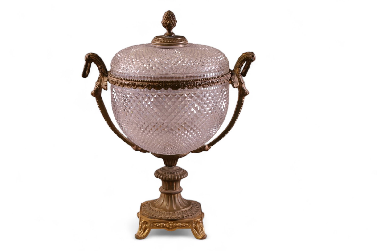 LARGE CRYSTAL & BRONZE COVERED CENTER BOWL (1 of 2)