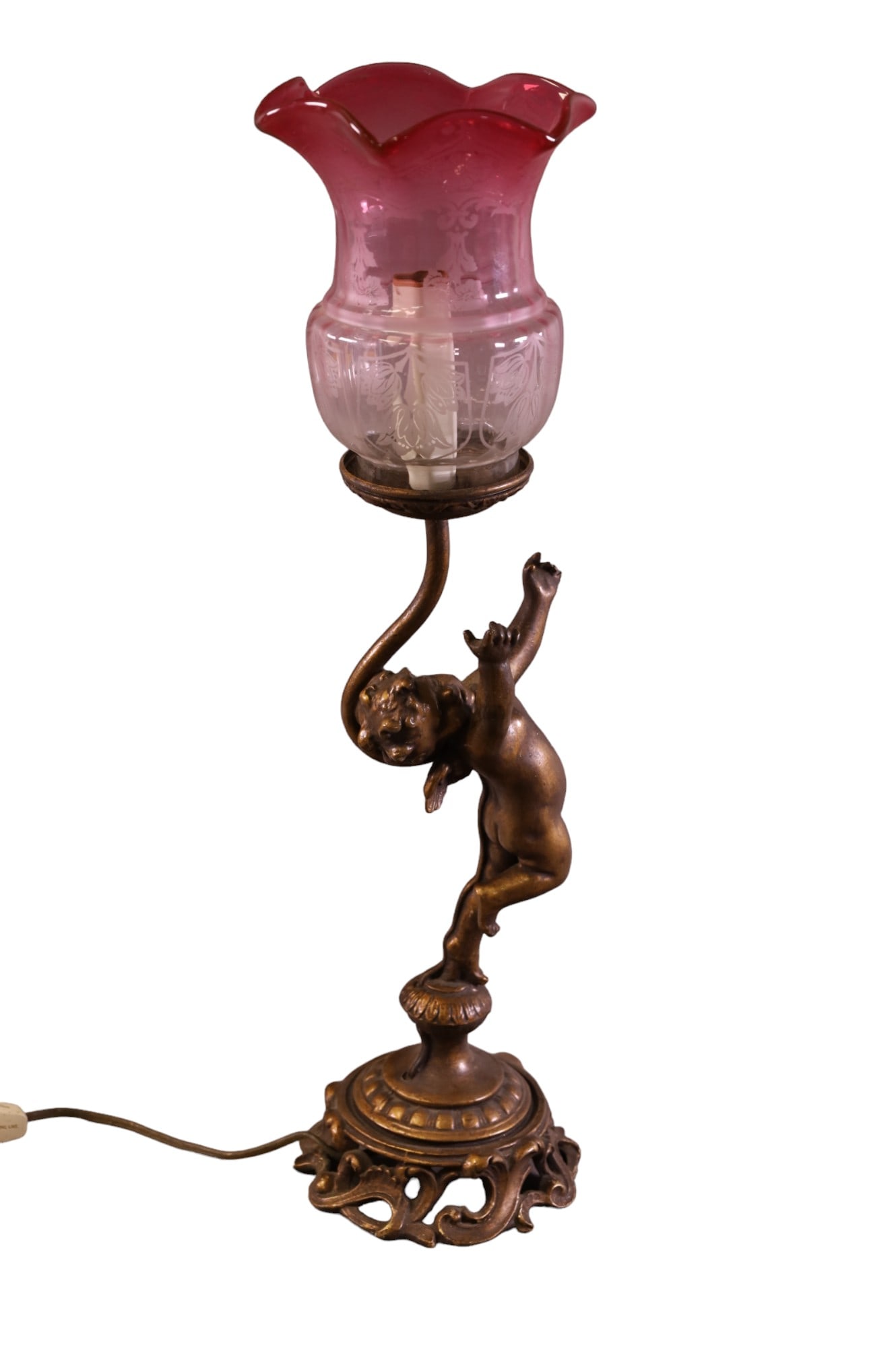CAST METAL CHERUB LAMP (1 of 3)