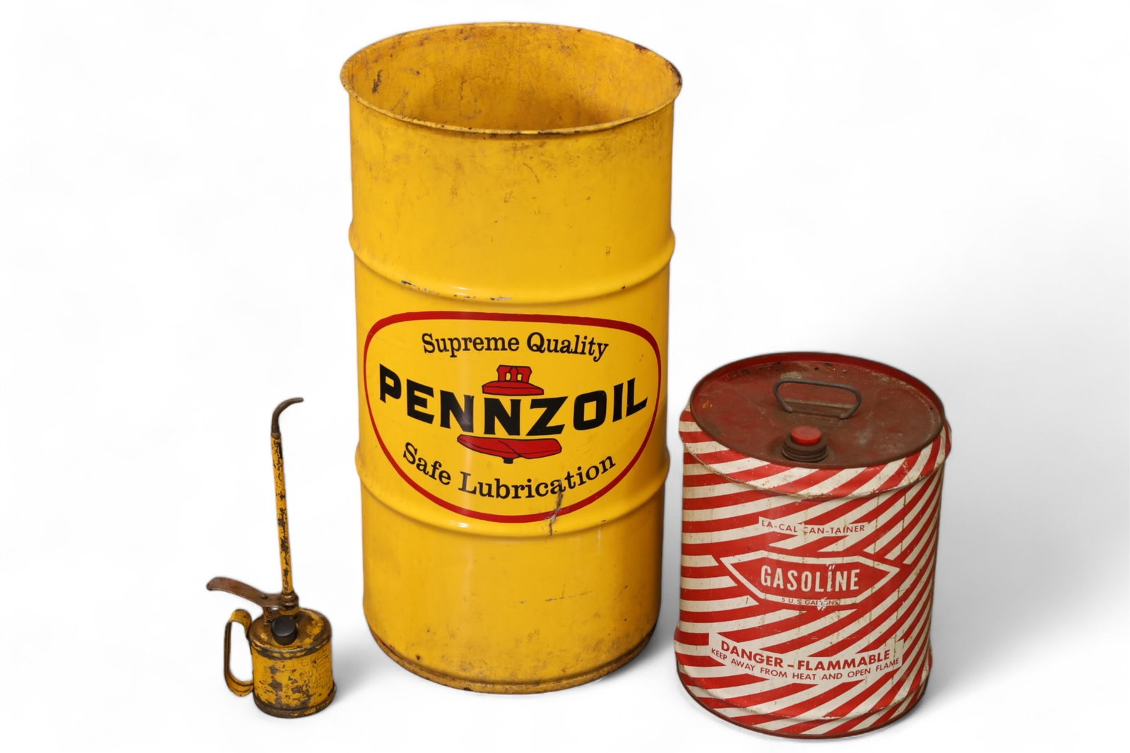 PENNZOIL DRUM & 2 OIL CANS (1 of 2)