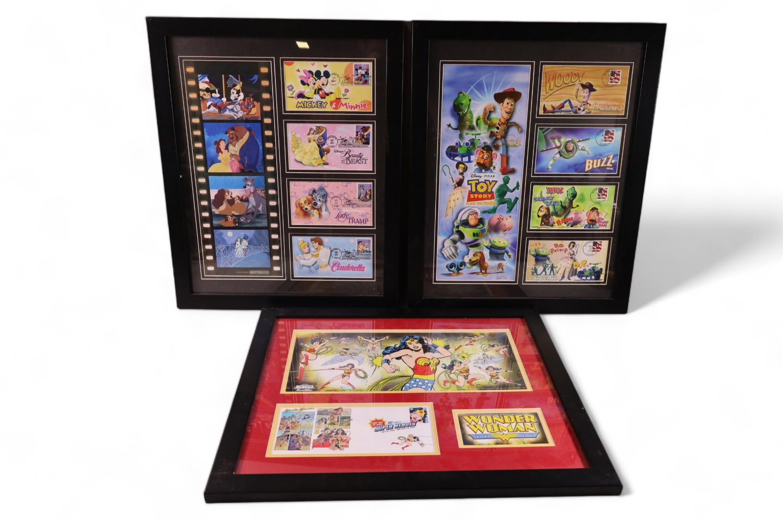 3 PIECES OF FRAMED DISNEY & DC COMICS STAMPS (1 of 4)