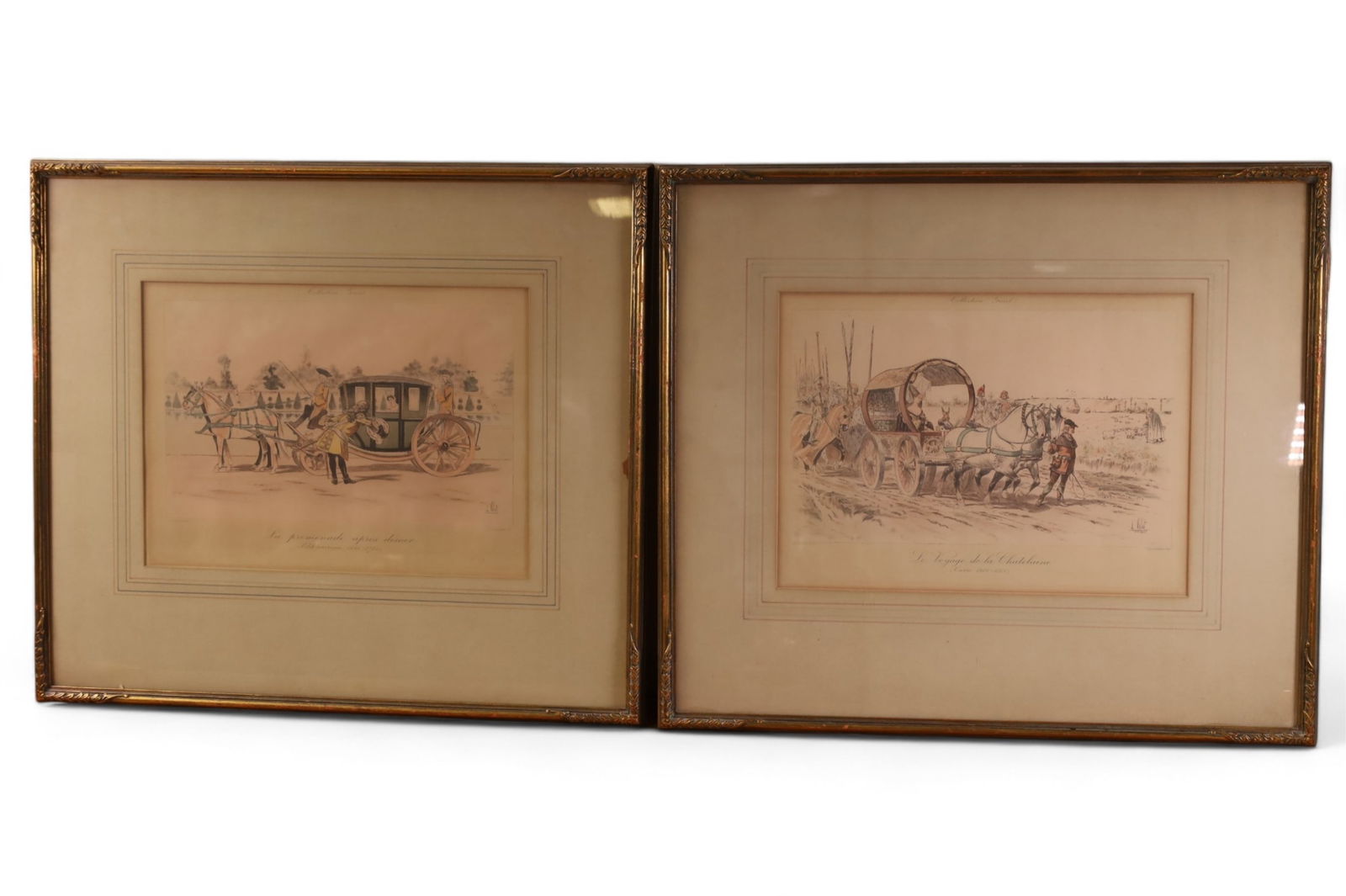 PAIR OF ANTIQUE FRENCH COLORED PRINTS (1 of 4)