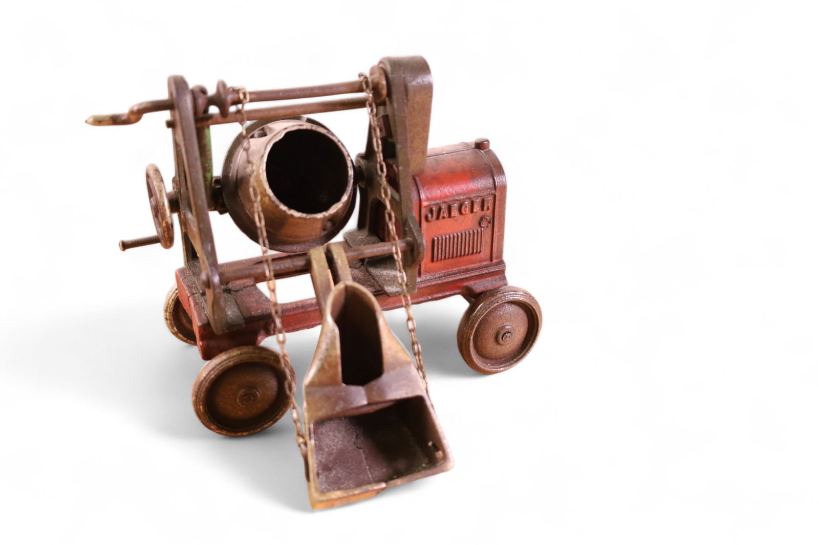 JAEGER CONCRETE MIXER TOY: MADE BY KENTON, CAST IRON JAEGER CONCRETE MIXER.
