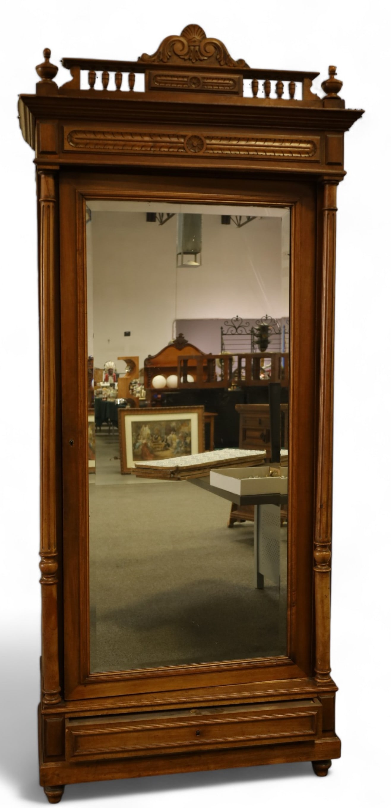 VICTORIAN FRENCH 1 DOOR ARMOIRE (1 of 4)