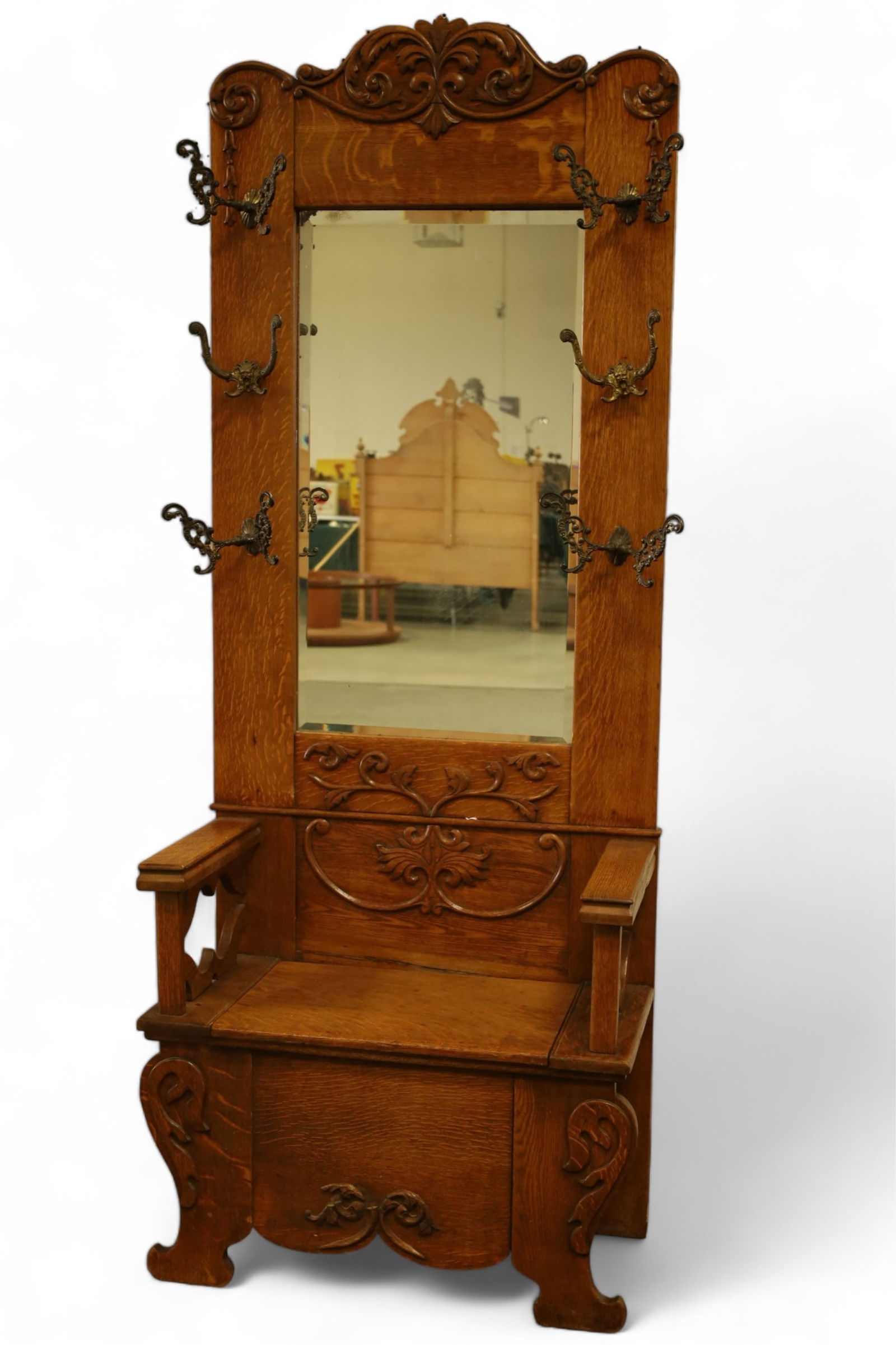 1900'S AMERICAN OAK HALLTREE (1 of 4)