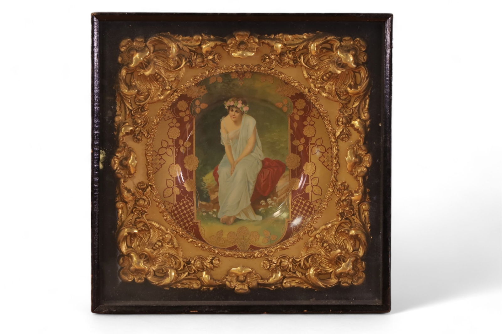 ANTIQUE FRAMED VIENNA ART TRAY (1 of 3)