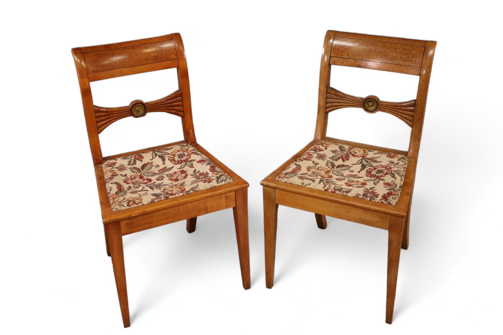 PAIR OF BURLED SIDE CHAIRS (1 of 3)
