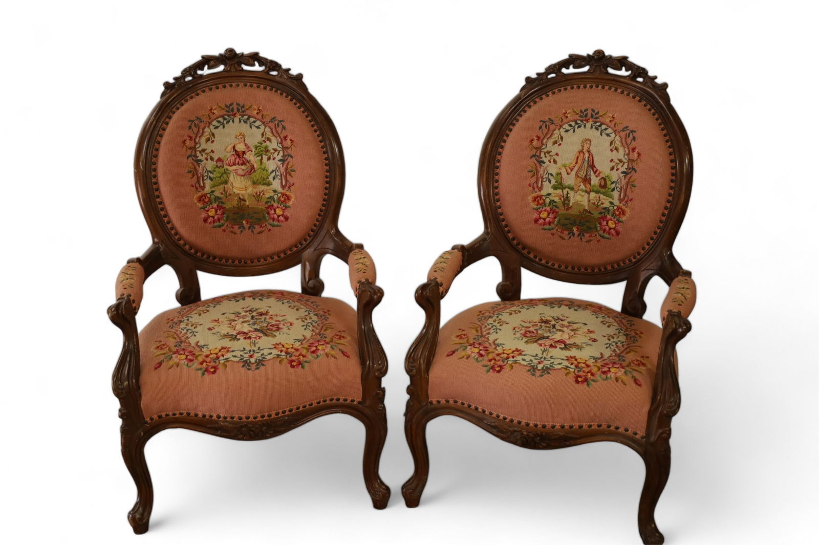PAIR OF VICTORIAN NEEDLEPOINT ARMCHAIRS (1 of 4)