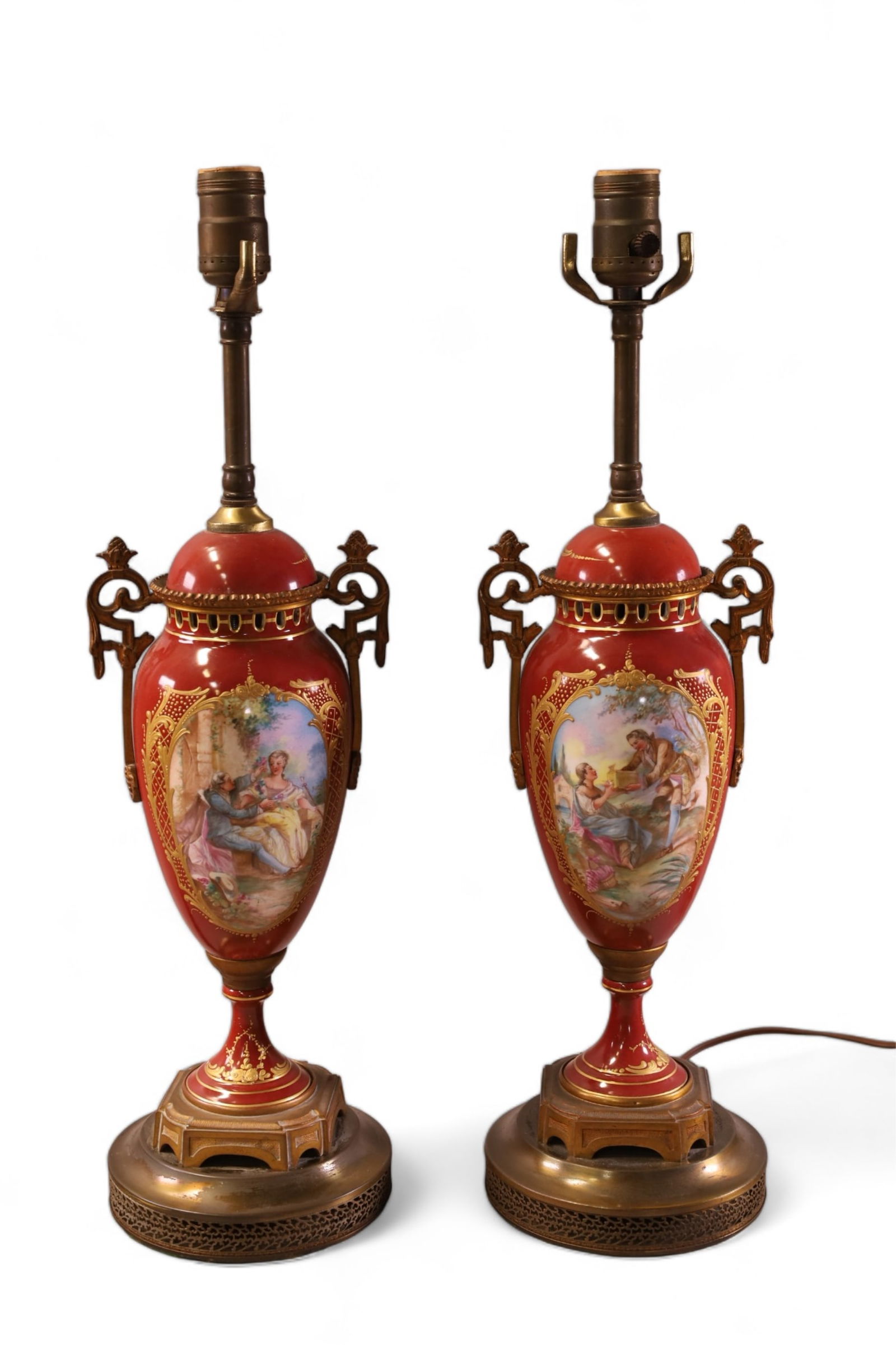 PAIR OF SEVRES STYLE TABLE LAMPS (1 of 4)