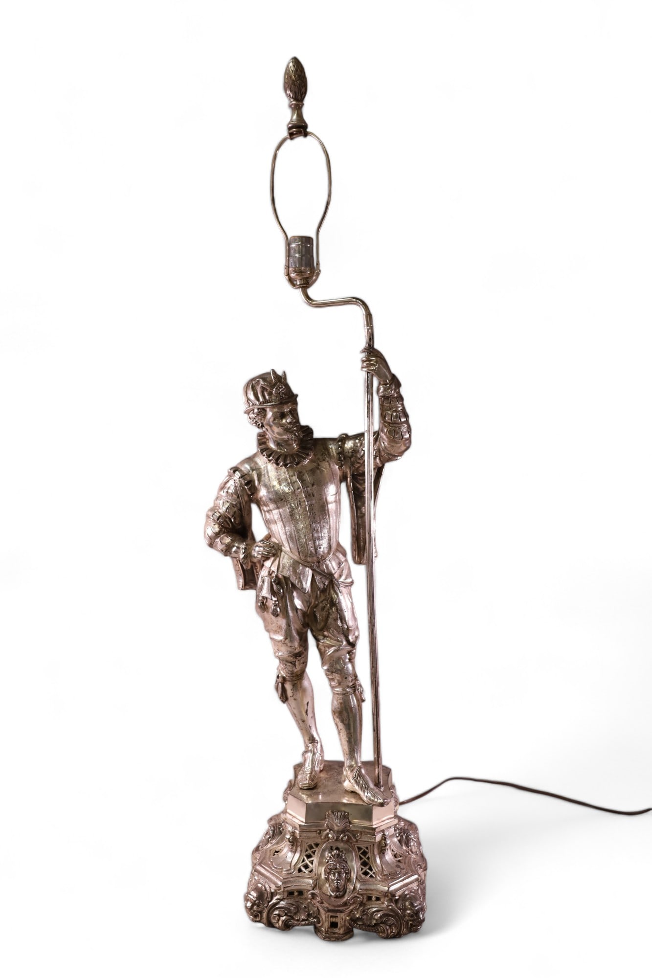 LARGE SILVERPLATED FIGURAL LAMP (1 of 8)