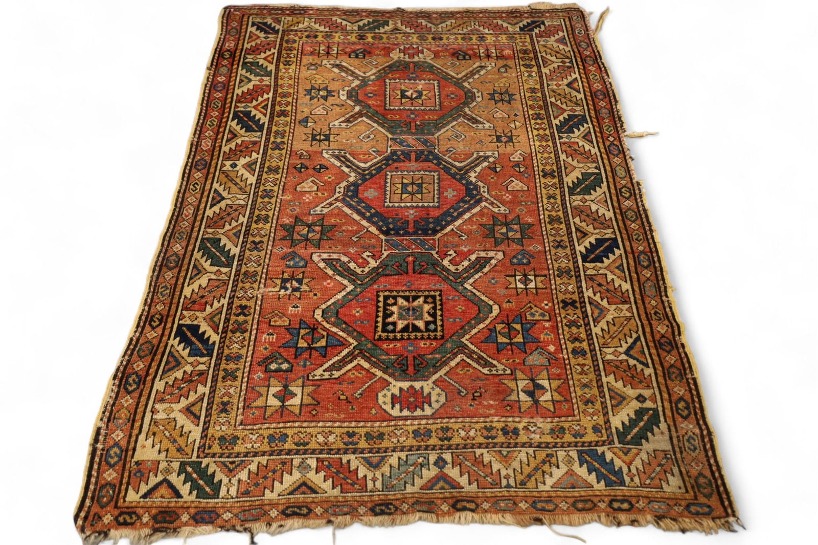 APPROX 5' x 3' 5" ANTIQUE HANDMADE WOOL RUG (1 of 5)