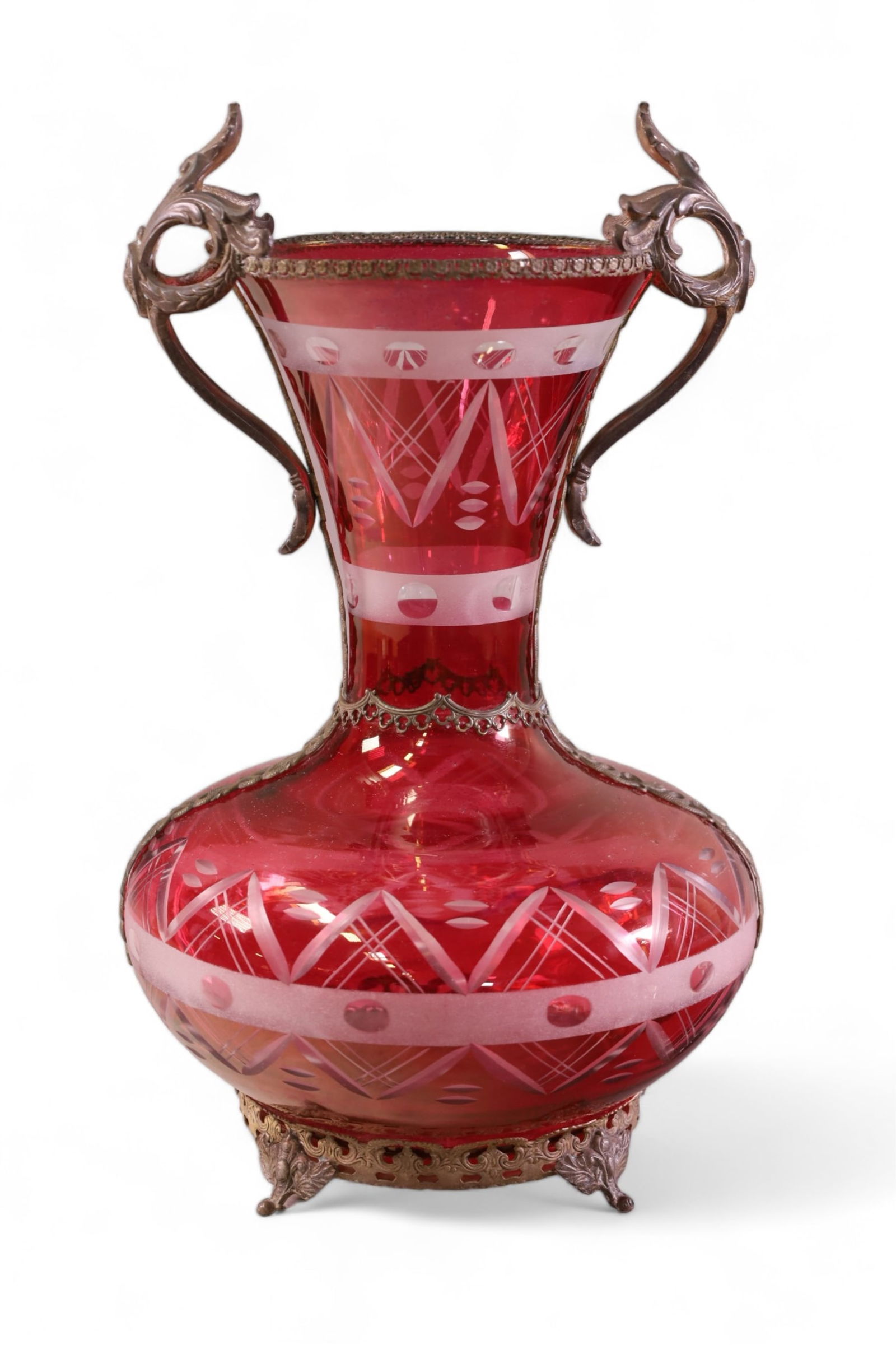 BOHEMIAN CRANBERRY VASE (1 of 3)