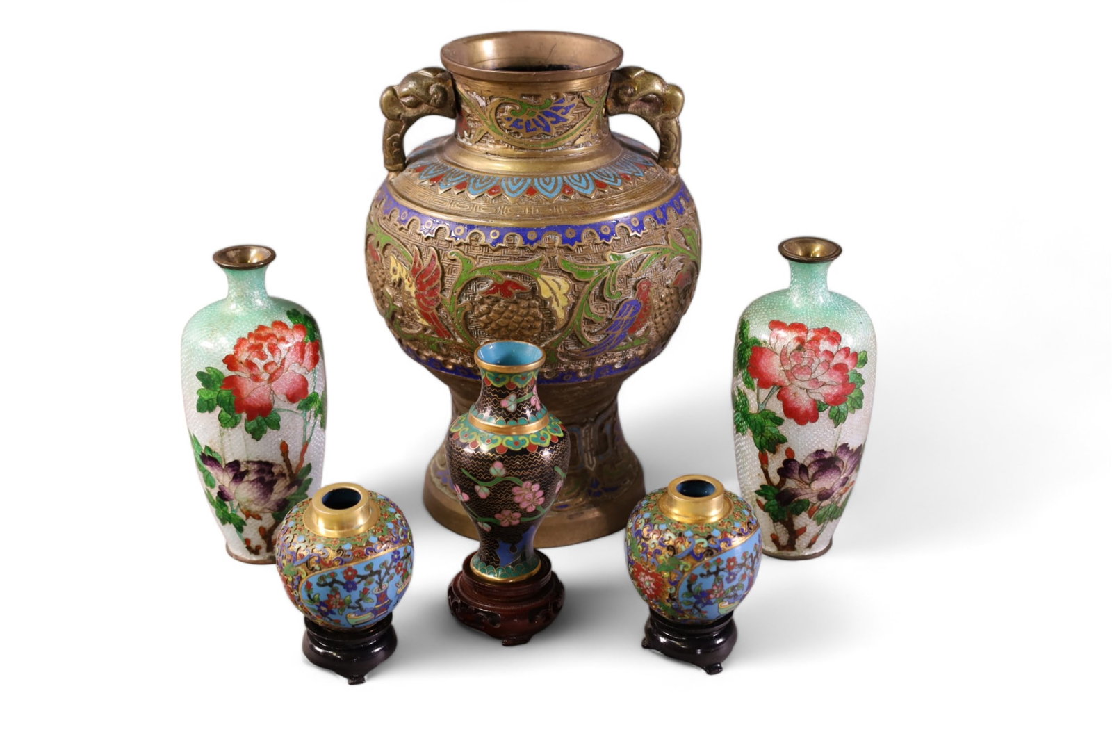 6 ASIAN METAL VASES (1 of 5)