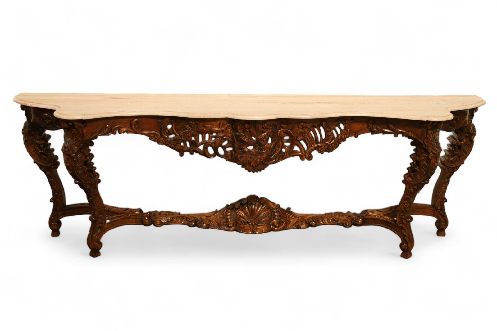 LARGE MARBLE TOP FRENCH STYLE CONSOLE TABLE (1 of 3)