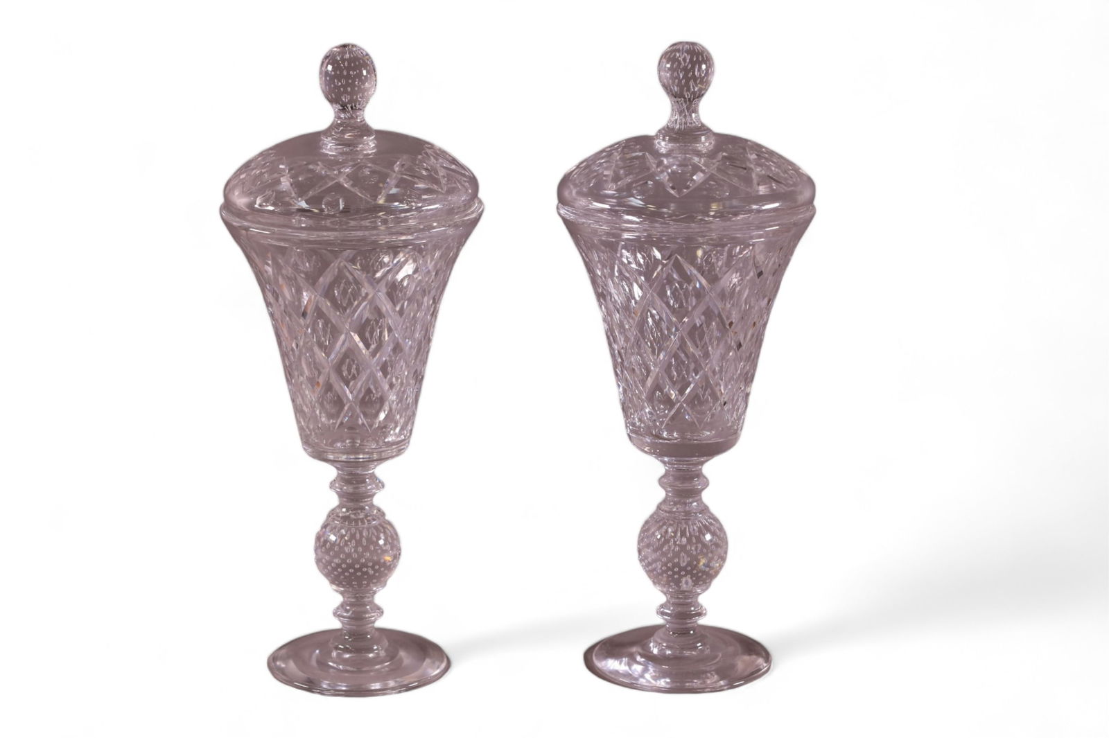 PAIR OF PAIRPOINT LIDDED CRYSTAL VASES (1 of 2)