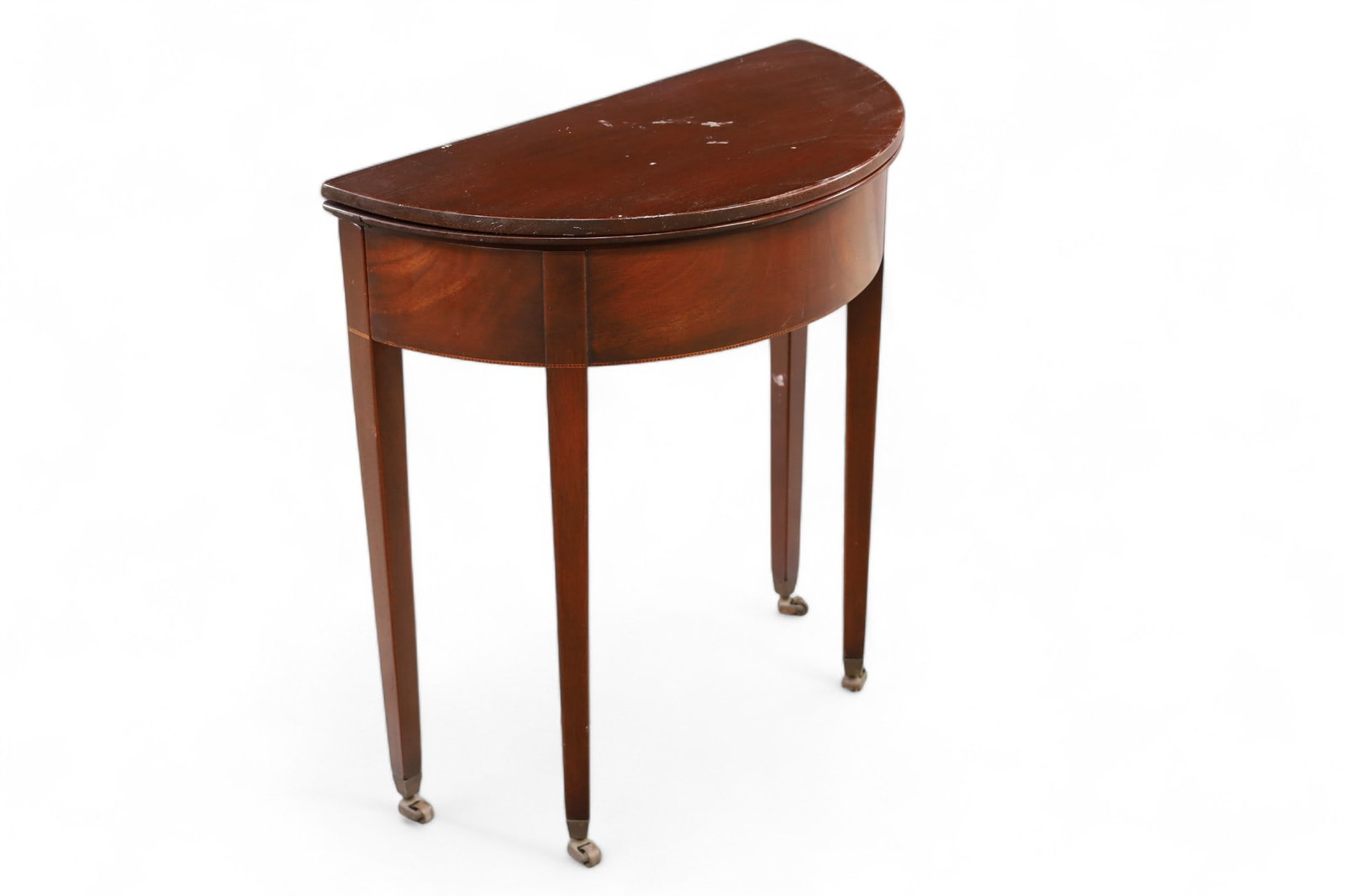 SMALL ANTIQUE MAHOGANY FLIP TOP SIDE TABLE (1 of 2)