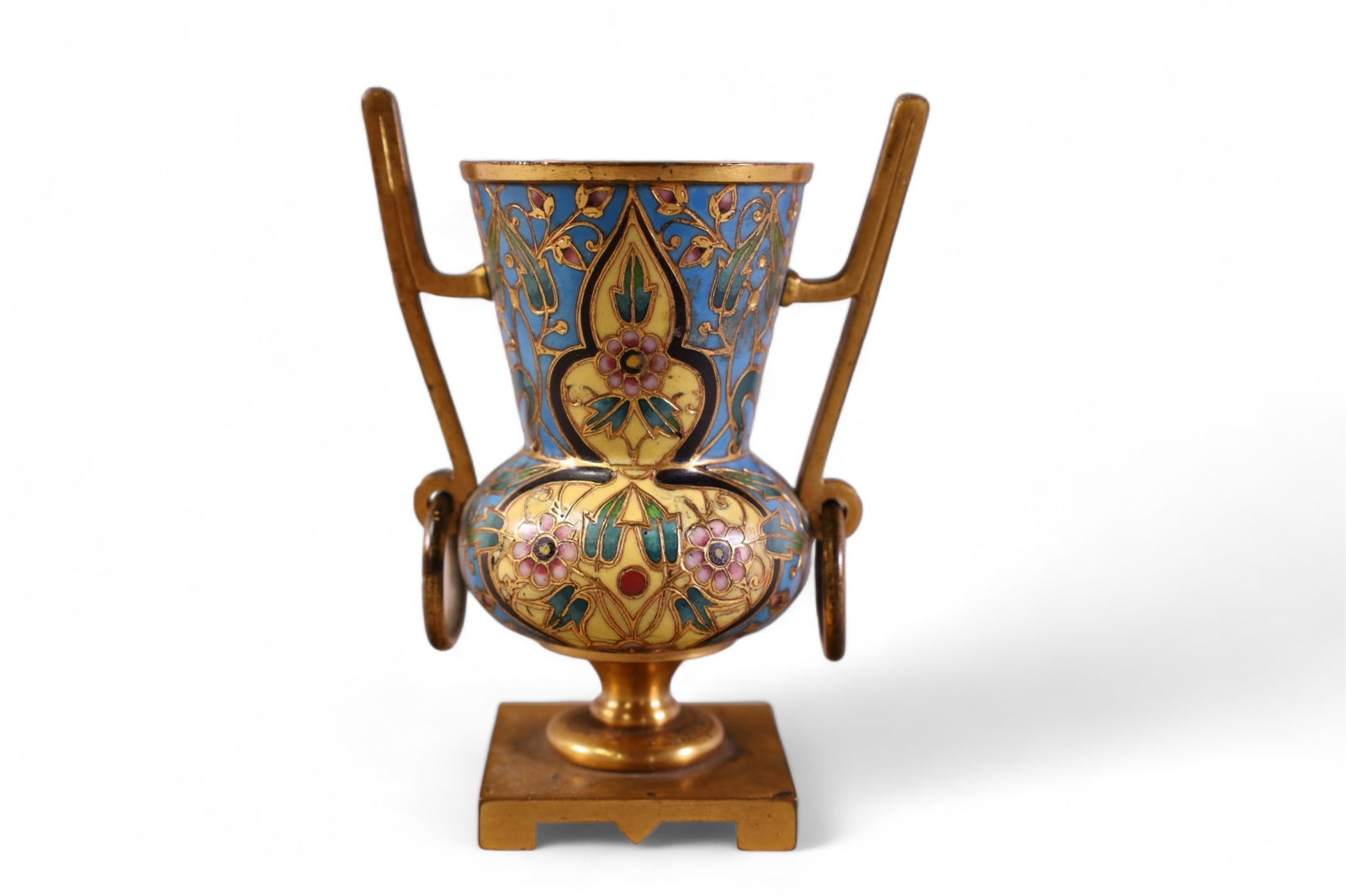 FRENCH CHAMPLEVE & BRONZE CABINET VASE (1 of 3)