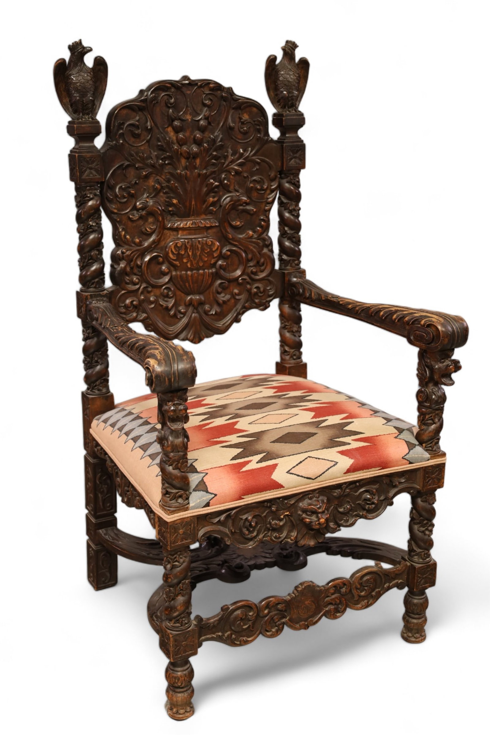 ANTIQUE HIGHLY CARVED HALL CHAIR (1 of 8)