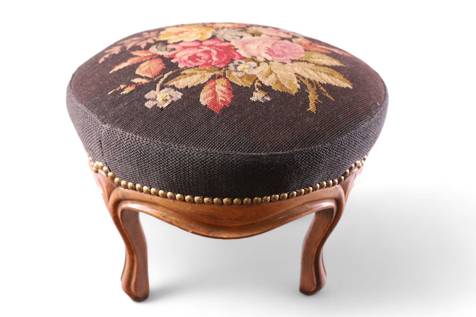 VICTORIAN NEEDLEPOINT FOOTSTOOL (1 of 2)
