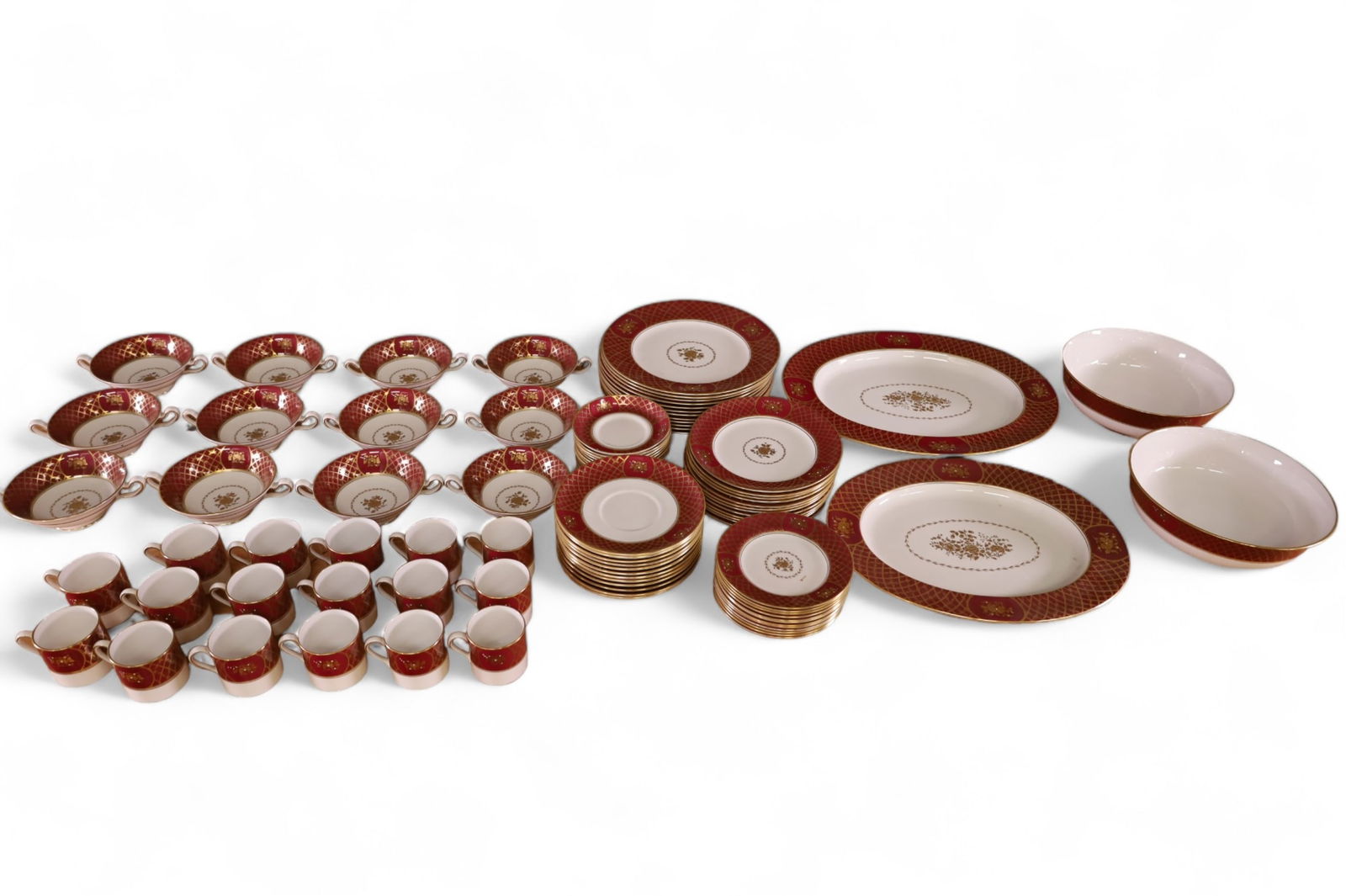 LARGE SPODE VISCOUNT CRIMSON CHINA SET (1 of 7)