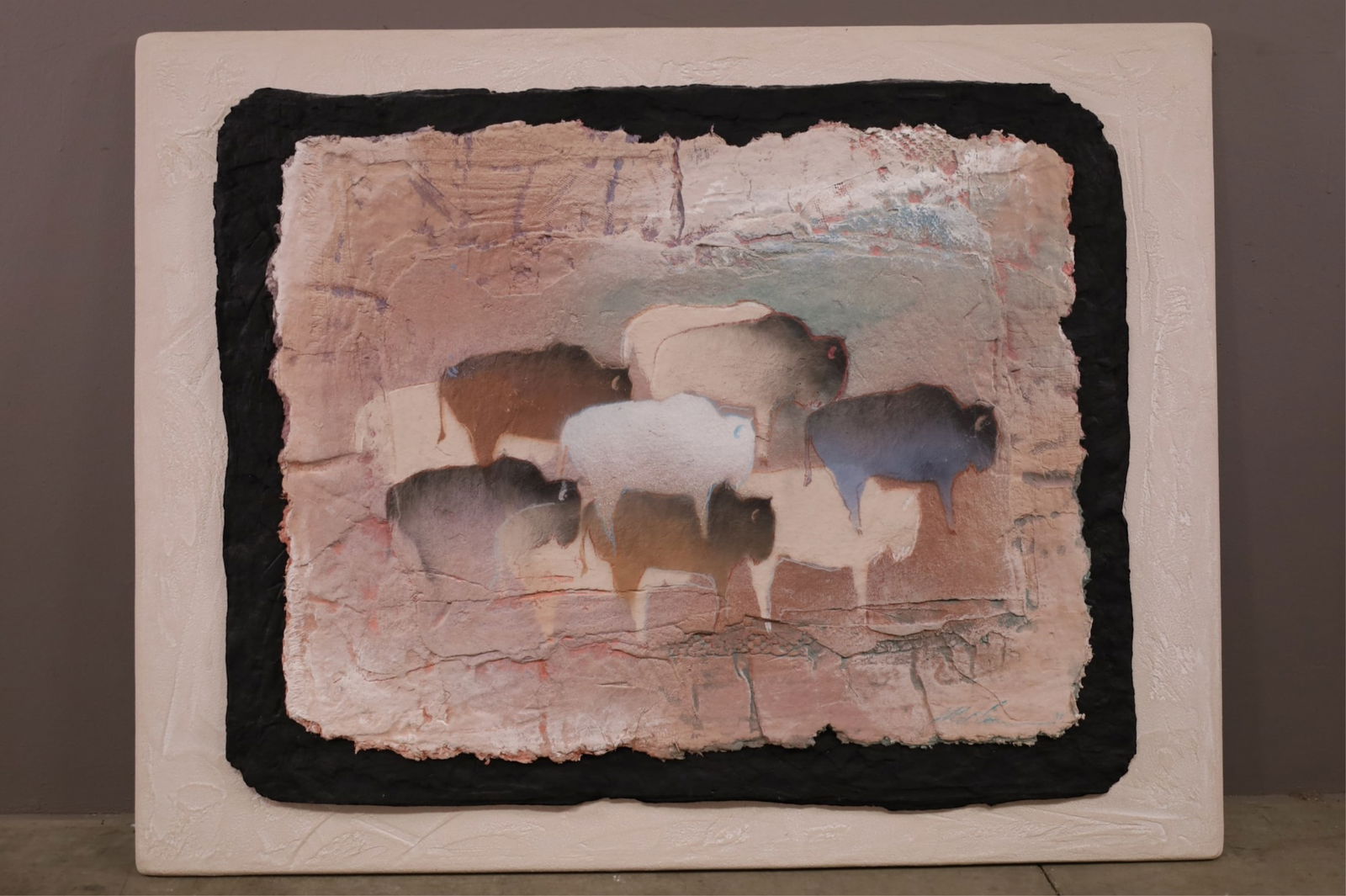 MIXED MEDIA BUFFALO PAINTING (1 of 3)