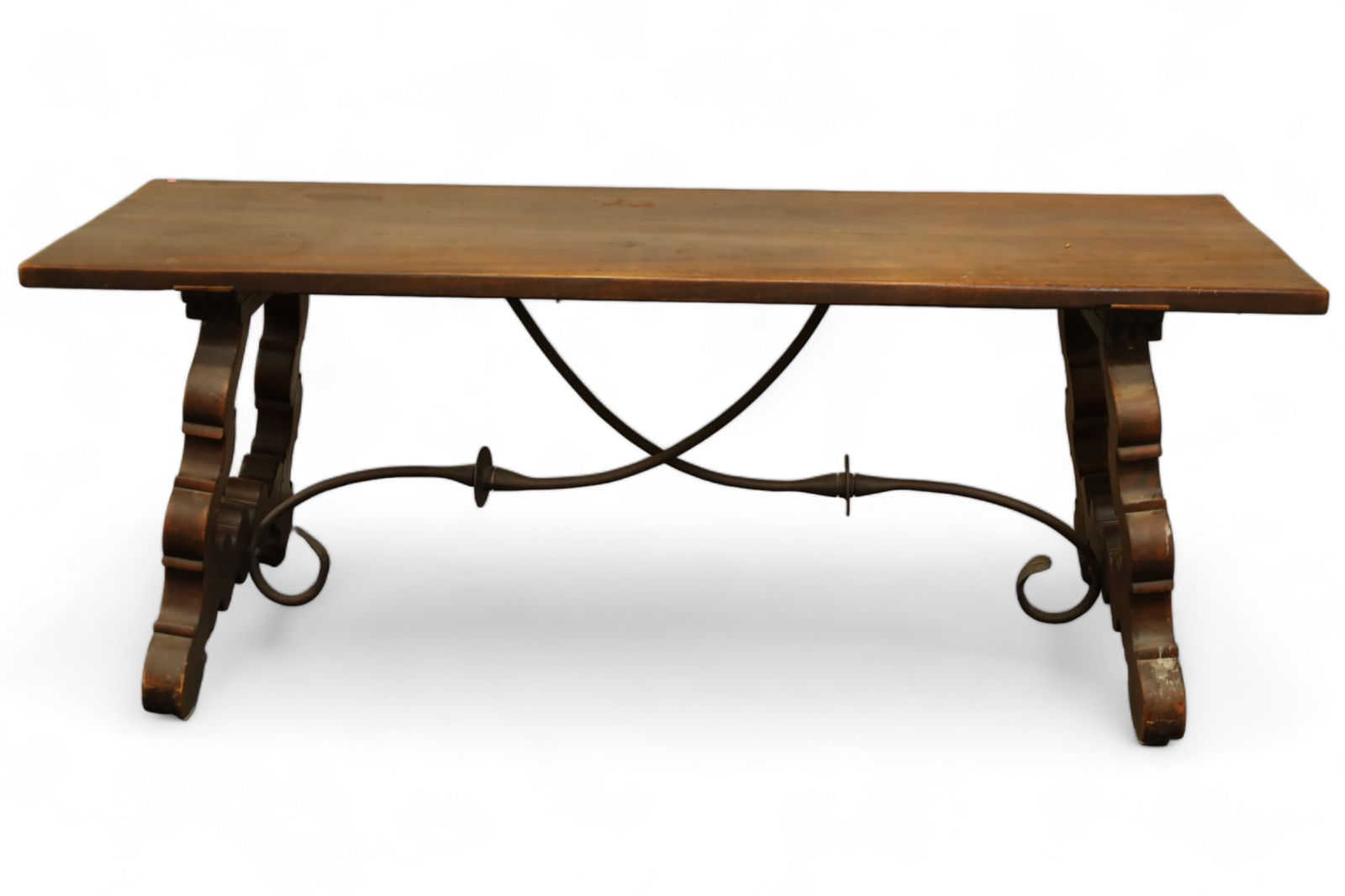 ANTIQUE SPANISH STYLE TRESTLE TABLE (1 of 4)