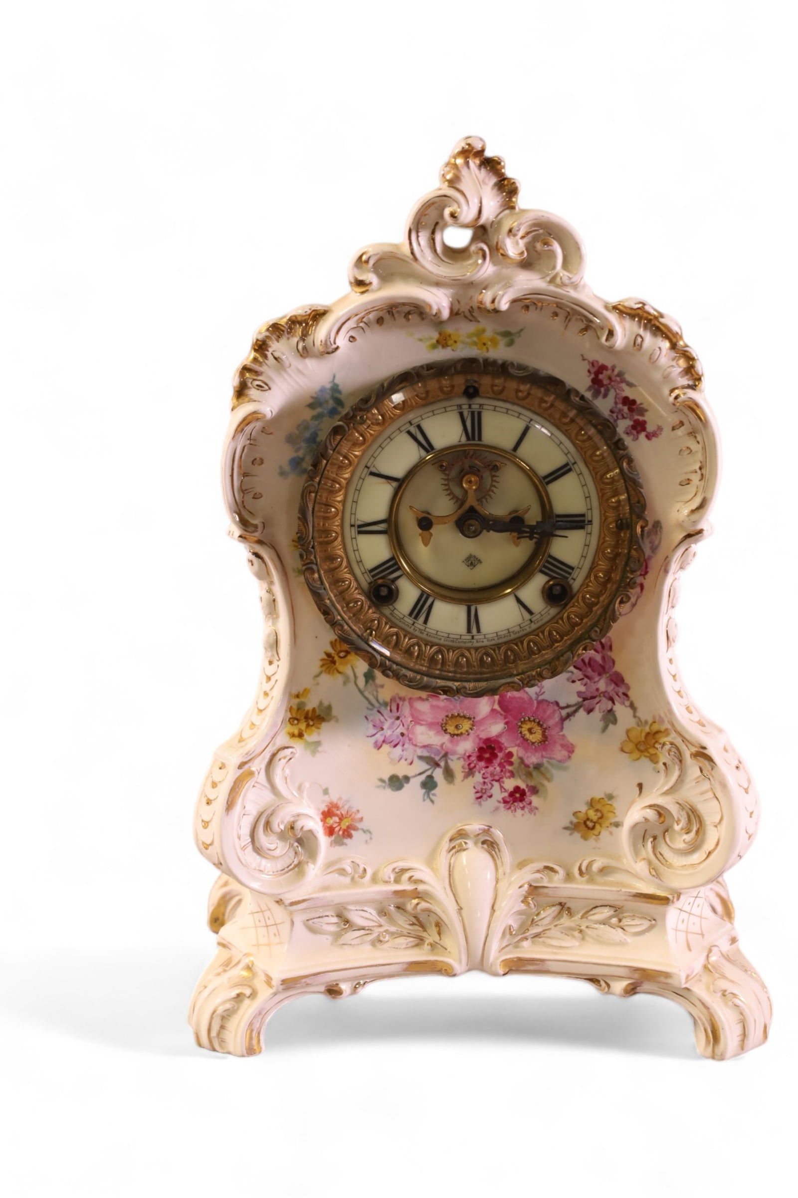 ANSONIA PORCELAIN CASE MANTLE CLOCK (1 of 3)