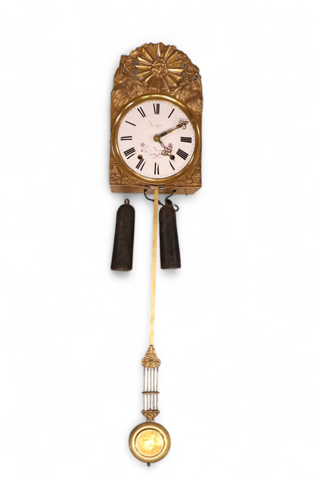 ANTIQUE FRENCH MOBIER 2 WEIGHT CLOCK (1 of 2)