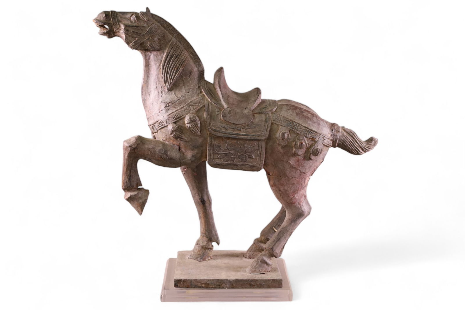 LARGE CARVED WOOD TANG HORSE (1 of 3)