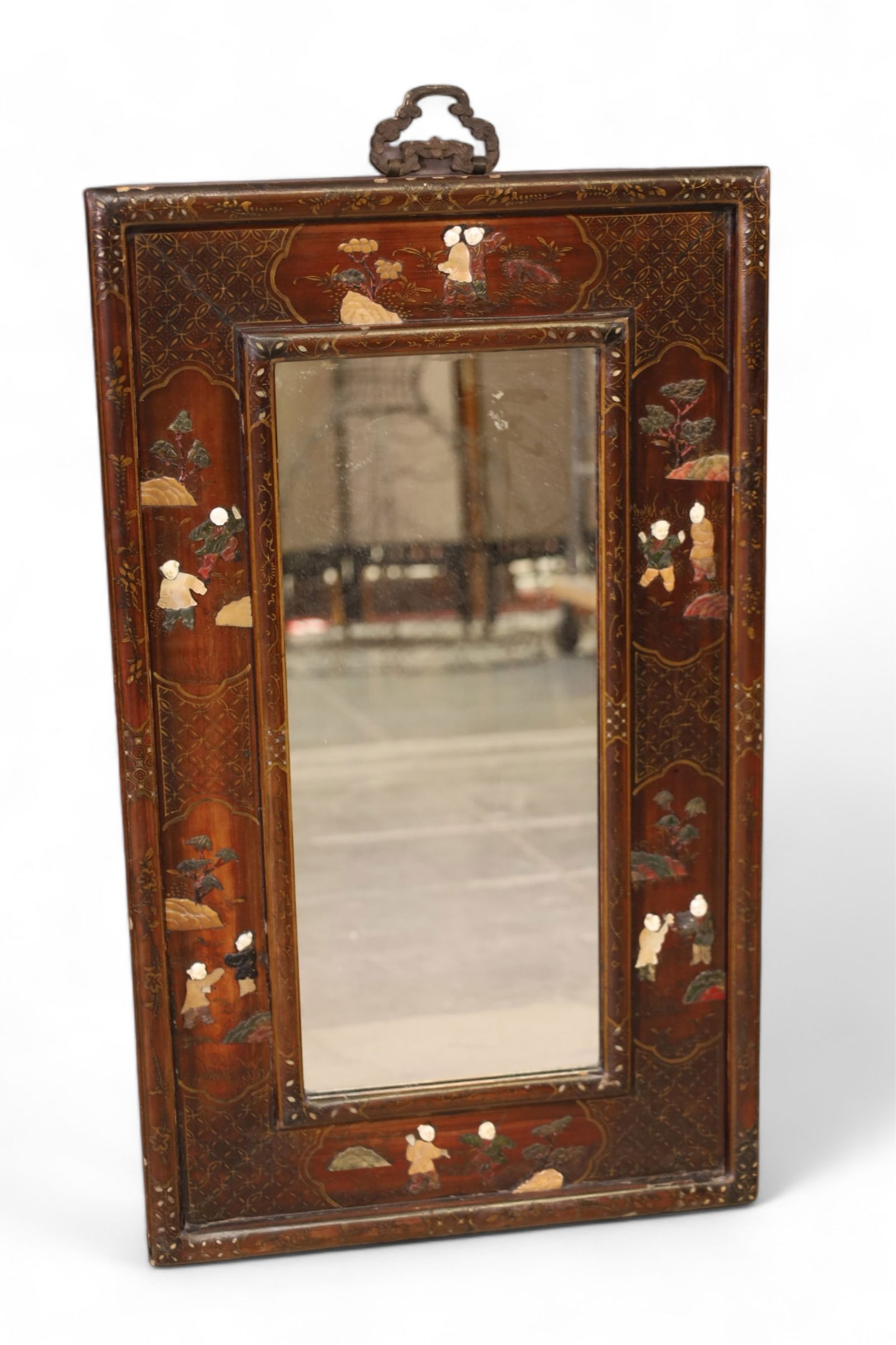 STONE DECORATED CHINESE WALL MIRROR (1 of 3)