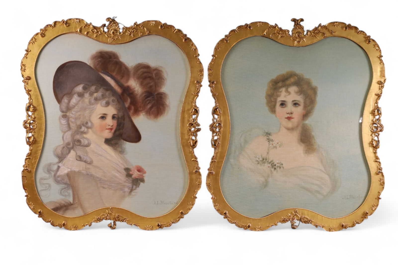 PAIR OF VICTORIAN PORTRAIT PAINTINGS (1 of 4)