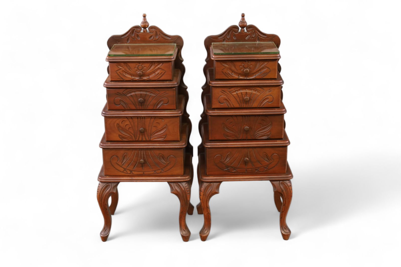 PAIR OF UNUSUAL 1920'S CARVED WALNUT SIDE TABLES (1 of 2)