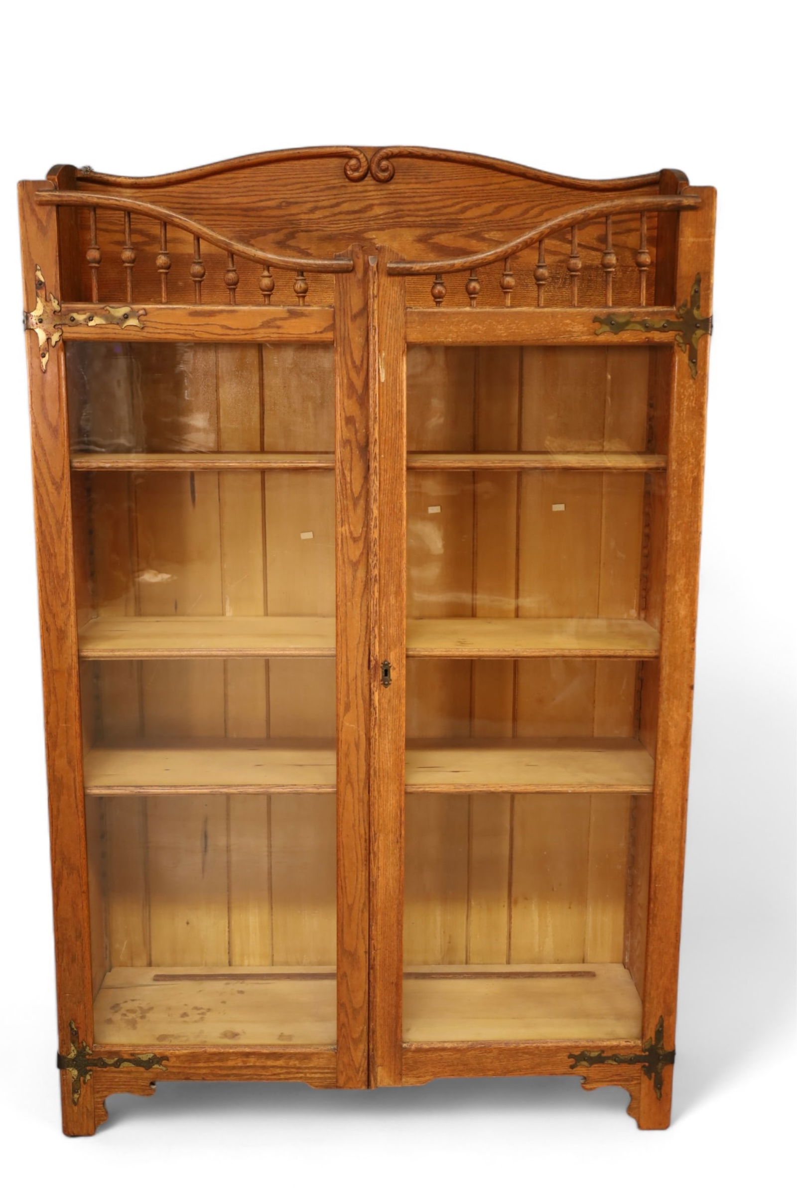 AMERICAN OAK 2 DOOR BOOKCASE (1 of 2)