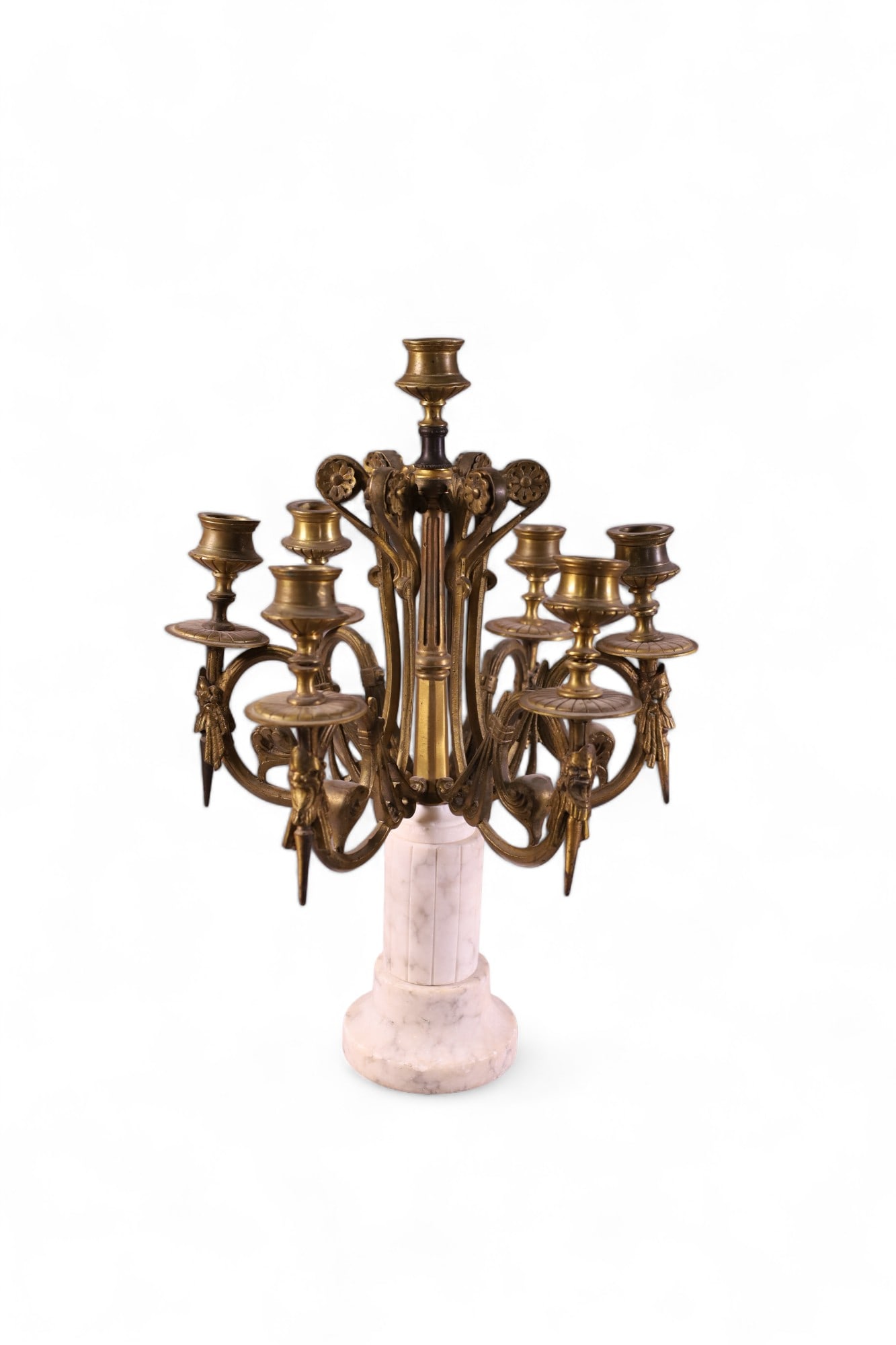 ANTIQUE MARBLE & BRONZE CANDELABRA (1 of 3)