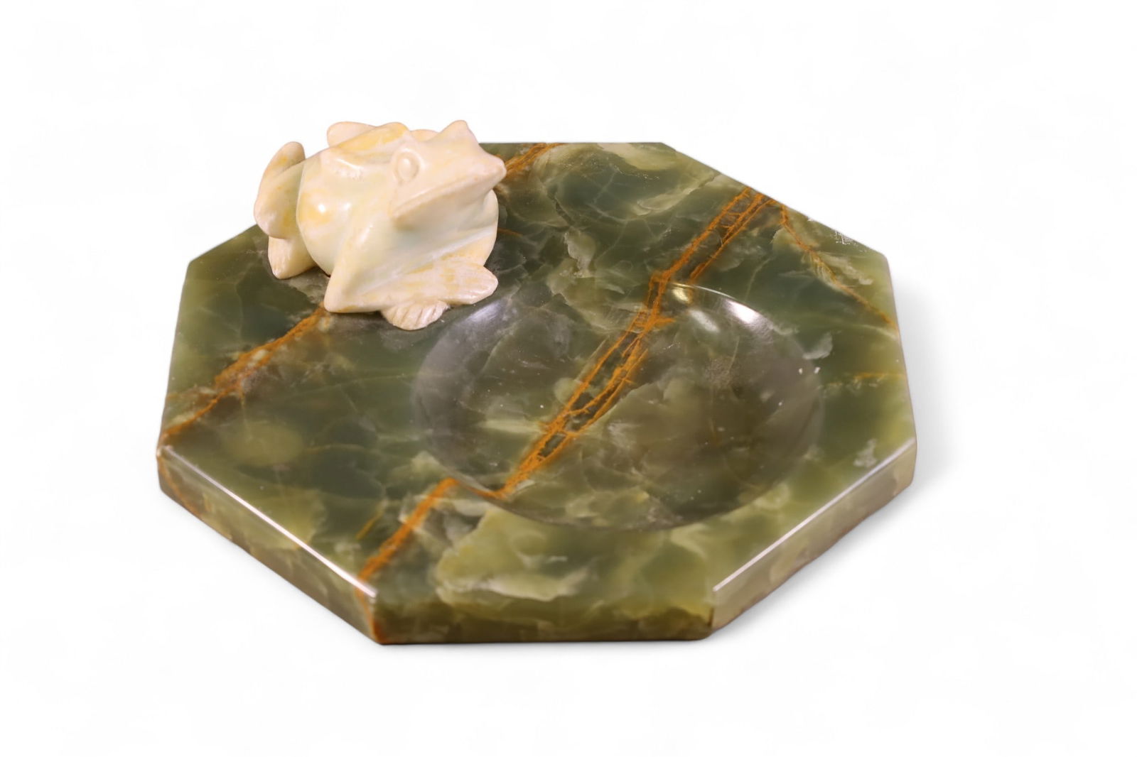 1930'S ALABASTER & ONYX ASHTRAY (1 of 3)