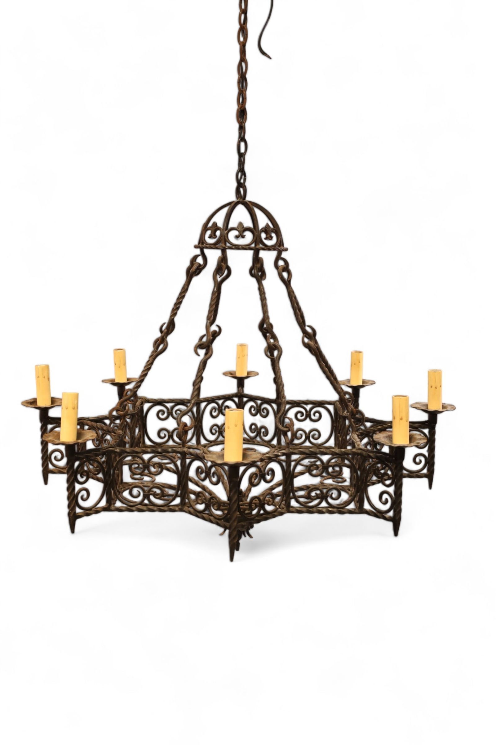 LARGE SPANISH STYLE IRON CHANDELIER (1 of 4)