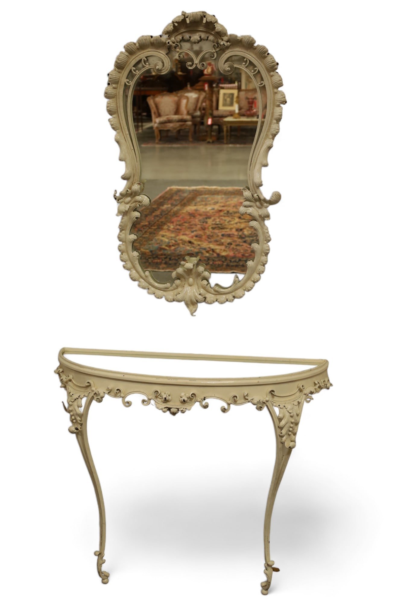 1920'S IRON CONSOLE TABLE WITH MIRROR (1 of 3)