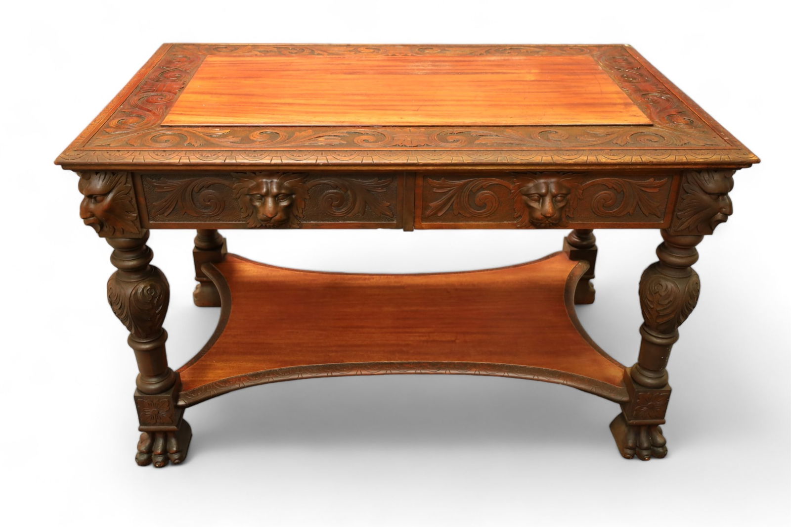 HIGHLY CARVED PARTNER'S DESK (1 of 4)