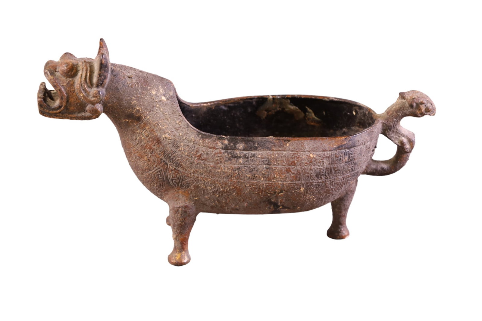 ASIAN COW FORM IRON INCENSE BURNER: COW FORM INCENSE BURNER, IRON. 10" L