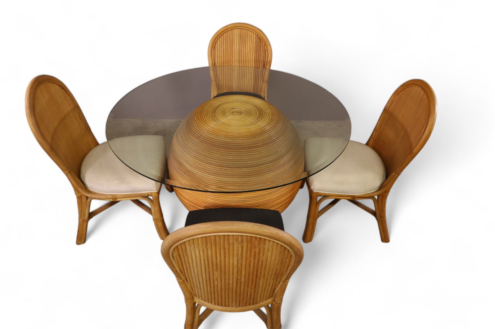 RATTAN TABLE & 4 CHAIRS (1 of 3)